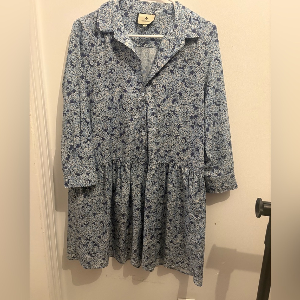 Tuckernuck Blue Floral Button-Down Tiered Dress